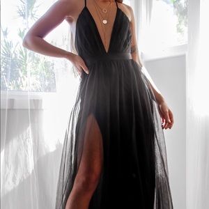 Black boho formal dress